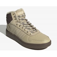 Зимние кроссовки Adidas Hoops 2.0 высокие бежевые